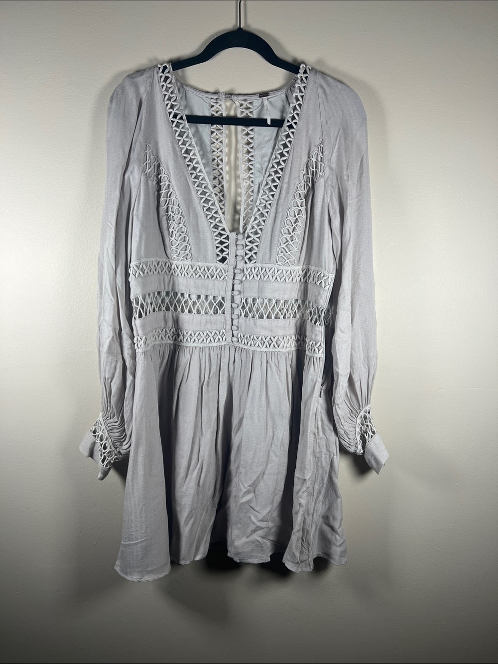Free People  Mini Dress with Crochet Trim